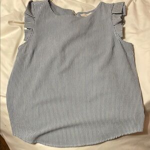 Seersucker Ruffle Sleeve Top